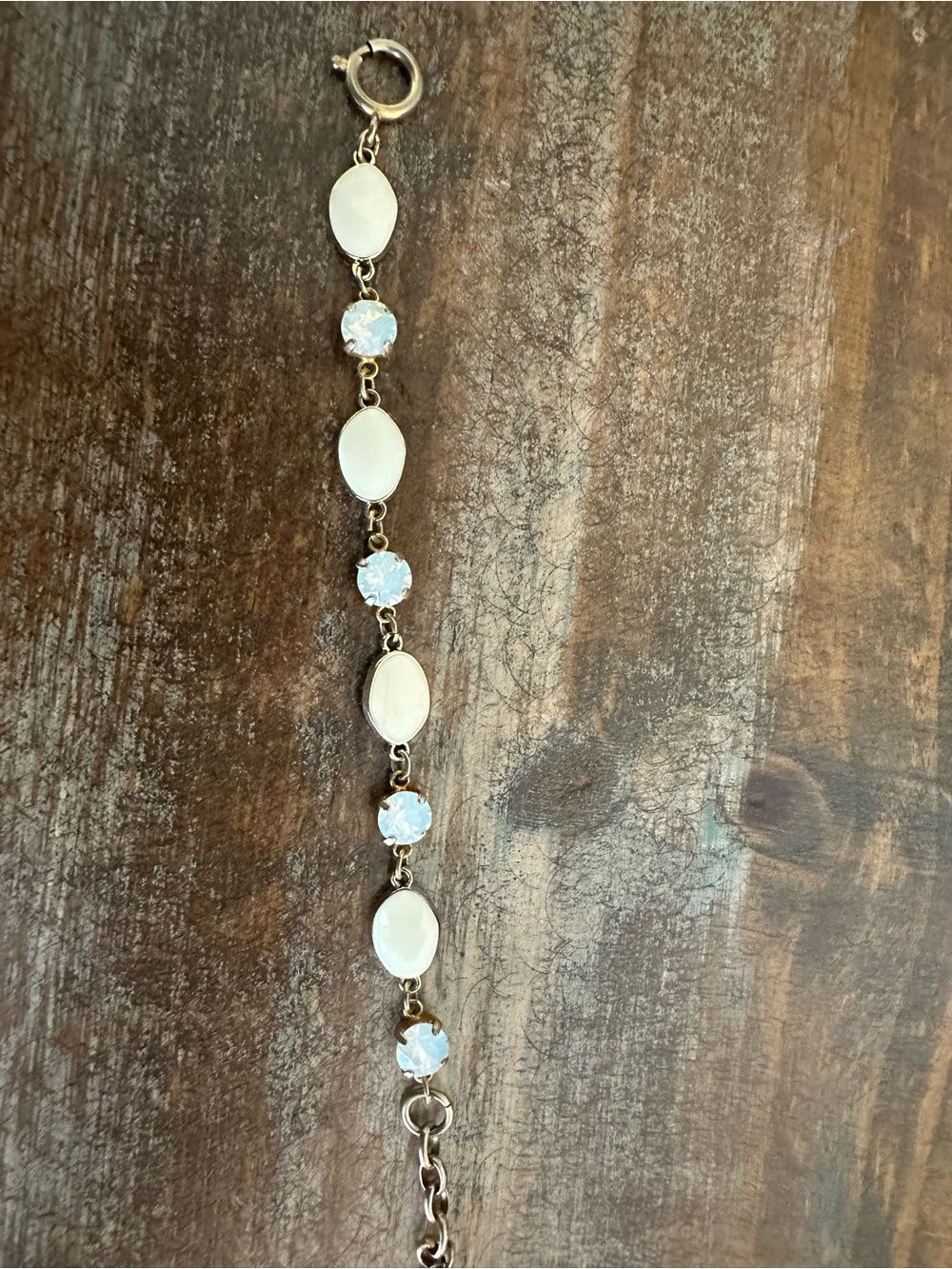 Catherine Popesco Gold Tone White Opal and Clear Crystal Bracelet